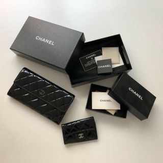 シャネル(CHANEL)のCHANEL シャネル 財布 キーケース エナメル 黒 ブラック(財布)