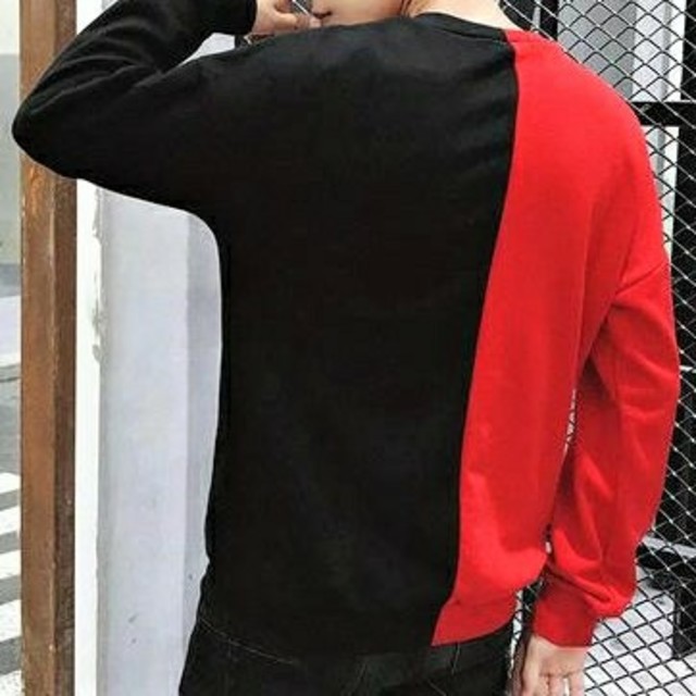 ★大特価★ピエロ柄ロングスリーブ　赤×黒 メンズのトップス(Tシャツ/カットソー(七分/長袖))の商品写真