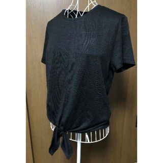 カルバンクライン(Calvin Klein)の新品 ★ カルバンクラインジーンズ 半袖 ニット US-XS 黒 タイバック(カットソー(半袖/袖なし))