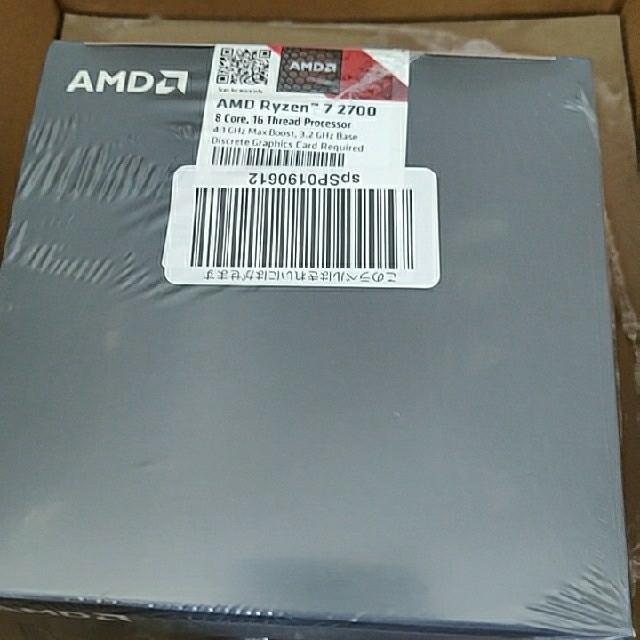 新品未開封AMD Ryzen 7 2700 with Wraith cooler