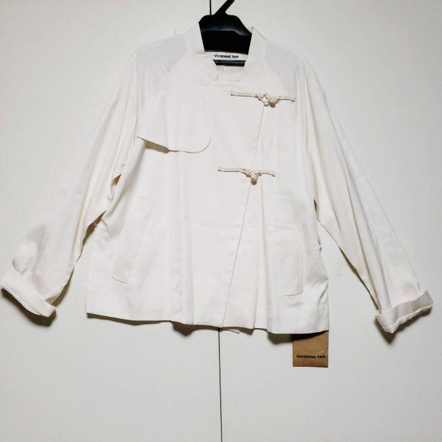 新品ヴィヴィアンタムチャイナ風ショートトレンチコートジャケットサイズ1ホワイト約52cmウエスト