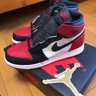 ナイキ(NIKE)の【BG24.5】NIKE AIR JORDAN 1 つま赤(スニーカー)