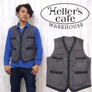 ウエアハウス(WAREHOUSE)の◆レア◆HELLERSCAFE ヘラーズカフェ◆プリントヘリンボーン ベスト38(ベスト)