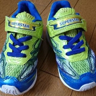 スーパースター(SUPERSTAR)のMOONSTAR SUPERSTAR 15.5cm 子供運動靴 男児 青&黄色(スニーカー)