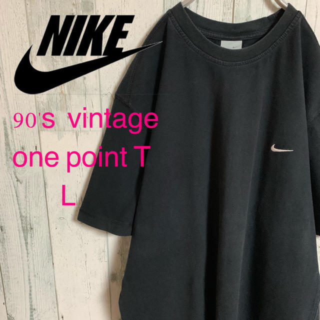 NIKE(ナイキ)の90's NIKE ナイキ ワンポイント スウォッシュ 刺繍Tシャツ L メンズのトップス(Tシャツ/カットソー(半袖/袖なし))の商品写真