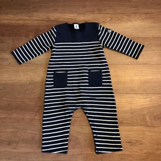 プチバトー(PETIT BATEAU)のプチバトー＊ボーダーカバーオール 未使用品(カバーオール)