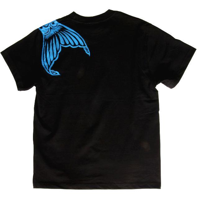 鯉のぼり柄Tシャツ ブラック Lサイズ 手描きで描いたこいのぼりのTシャツ