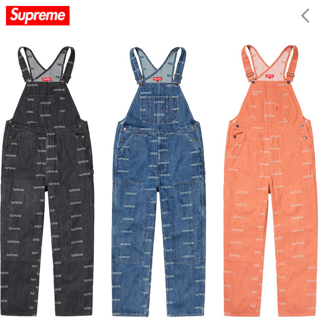 Supreme(シュプリーム)の19SS Supreme Logo Denim Overalls Black S メンズのパンツ(サロペット/オーバーオール)の商品写真