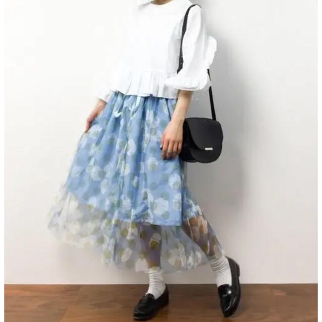 merlot(メルロー)の【新品】定価6480円 メルロープリュス 2wayリボンチュール付きスカート レディースのスカート(ロングスカート)の商品写真