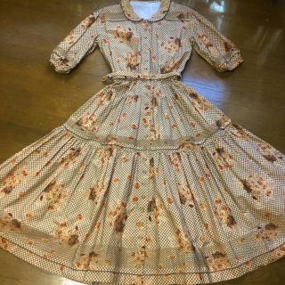 カネコイサオ(KANEKO ISAO)のRiku様専用♡カネコイサオ ＊ ギンガム お花 ワンピース ＊ ピンクハウス(ロングワンピース/マキシワンピース)