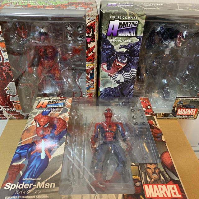 海洋堂(カイヨウドウ)のアメイジングヤマグチ スパイダーマンフィギュア三体セット エンタメ/ホビーのフィギュア(特撮)の商品写真