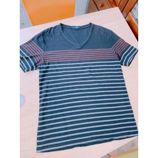 バーバリー(BURBERRY)のバーバリー Burberry ボーダー Tシャツ Vネック メンズ 男性用 L(Tシャツ/カットソー(半袖/袖なし))