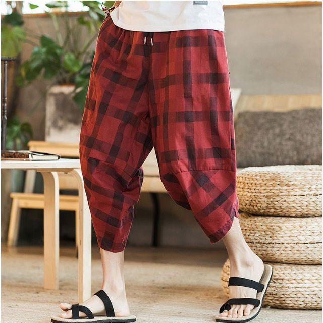 夏 メンズ サルエル パンツ  カジュアル　パンツ 綿麻  M-5XL　K66　 メンズのパンツ(サルエルパンツ)の商品写真