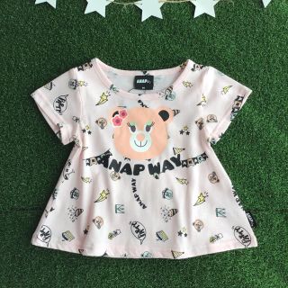 アナップキッズ(ANAP Kids)の【 80 】 ANAP way Aライン パーティ柄 ピンク 半袖 カットソー(Ｔシャツ)