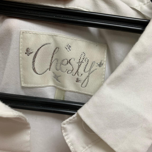 Chesty(チェスティ)のチェスティ Chesty シャツ ワンピース フレア  刺繍 ベージュ 16SS レディースのワンピース(ひざ丈ワンピース)の商品写真