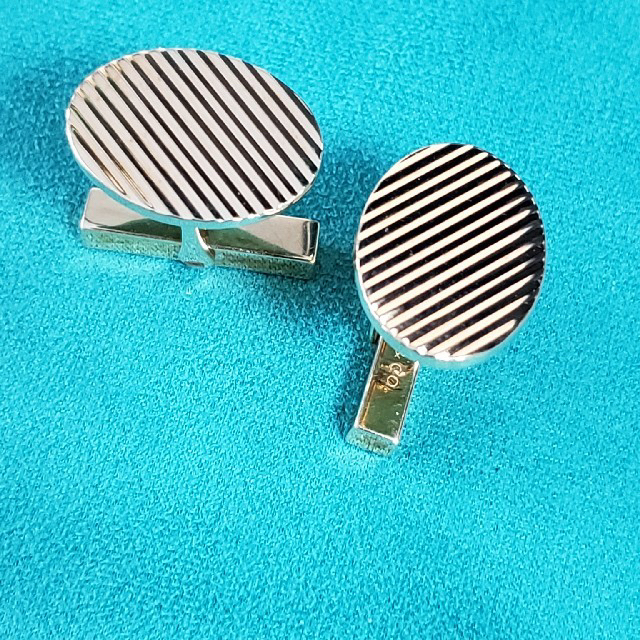 Tiffany 14K Gold Oval Stripe Cufflinks
