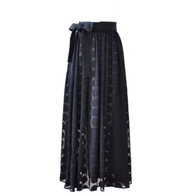 Chesty(チェスティ)の完売 obli オブリ リボンドットスカート ブラック レディースのスカート(ロングスカート)の商品写真