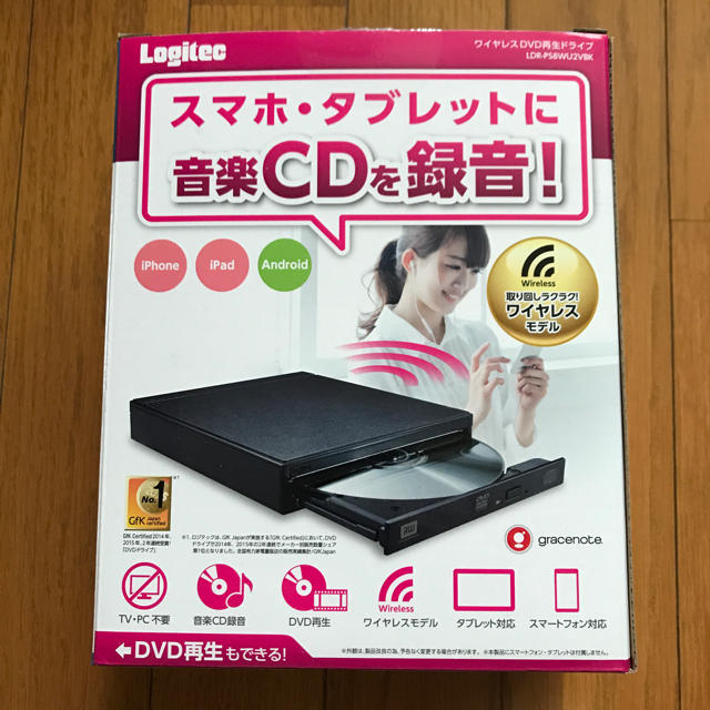 Logitec スマホ・タブレット用ワイヤレスCD＆DVDドライブ その他