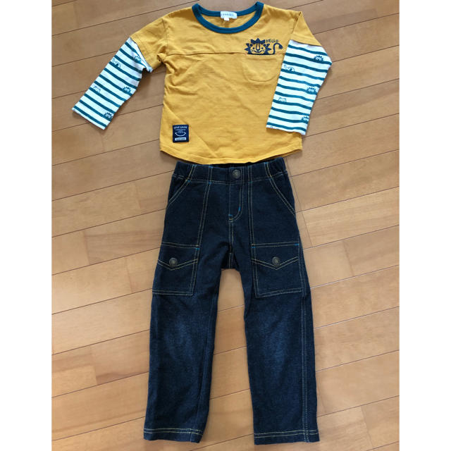 3can4on(サンカンシオン)のキッズ 100㎝ 長T &ズボン 上下セット キッズ/ベビー/マタニティのキッズ服男の子用(90cm~)(Tシャツ/カットソー)の商品写真