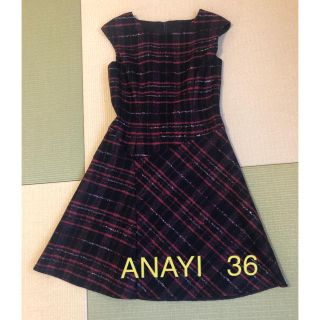 アナイ(ANAYI)のANAYI  36  チェック柄 ワンピース  ピンク×ブラック系(ひざ丈ワンピース)