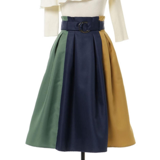 レディアゼル(REDYAZEL)のカラーブロック配色スカート【定価¥11,880】(ひざ丈スカート)