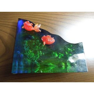台湾Tittot瑠園クリスタルガラス金魚メモ置きパードヴェール(ガラス)