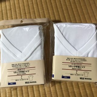 ムジルシリョウヒン(MUJI (無印良品))の無印 Vネック半袖シャツLサイズ 2枚セット(Tシャツ/カットソー(半袖/袖なし))