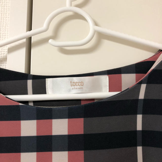 tocco(トッコ)のtocco closet チェック柄袖りぼんワンピース ピンク レディースのワンピース(ミニワンピース)の商品写真