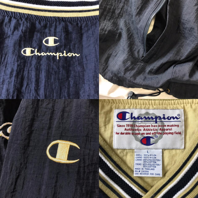 Champion(チャンピオン)のチャンピオン プルオーバー ナイロン Vネック ビンテージ 90s  メンズのジャケット/アウター(ナイロンジャケット)の商品写真