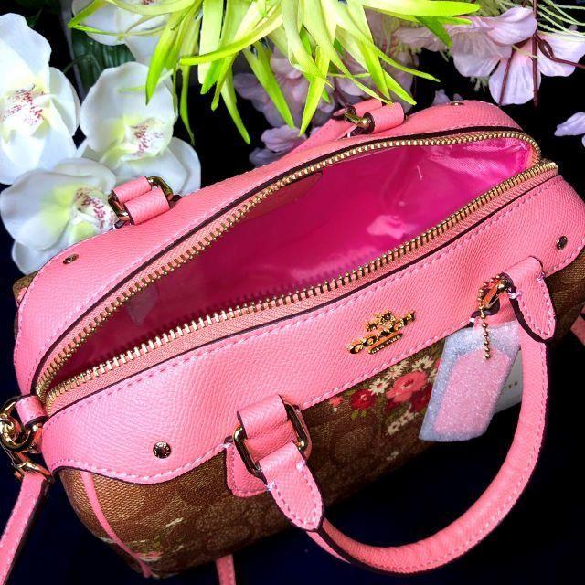 ■新品■未使用■ COACH コーチ CH607 PVC×レザー バタフライ フラワー 蝶 花柄 クロスボディ ショルダーバッグ ピンク系 BF2882