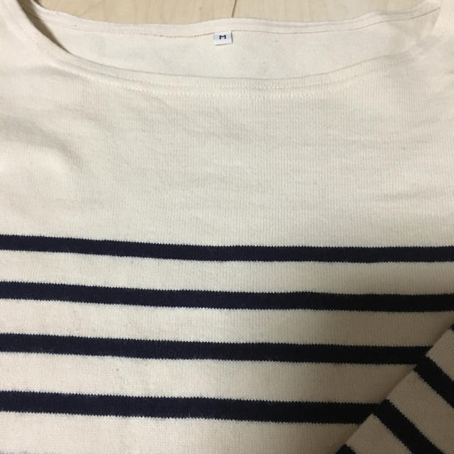 MUJI (無印良品)(ムジルシリョウヒン)の無印良品  ボートネックボーダーTシャツ レディースのトップス(Tシャツ(長袖/七分))の商品写真