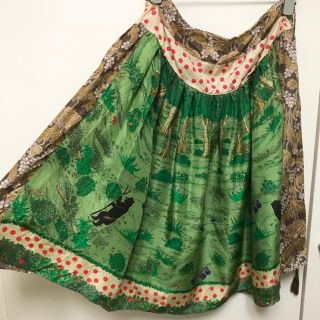 ツモリチサト(TSUMORI CHISATO)のツモリチサト くまの森 シルク スカート(ひざ丈スカート)