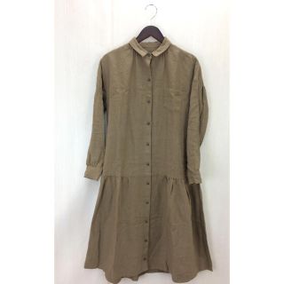 ネストローブ(nest Robe)のnest Robe シャツワンピース リネン ブラウン ロングカーディガン(ロングワンピース/マキシワンピース)