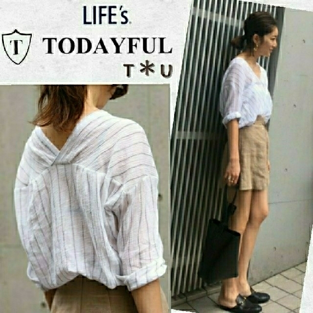 TODAYFUL ガーゼ ストライプシャツ