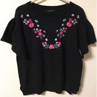 ダブルクローゼット(w closet)のW closet 刺繍ニットトップス(カットソー(半袖/袖なし))