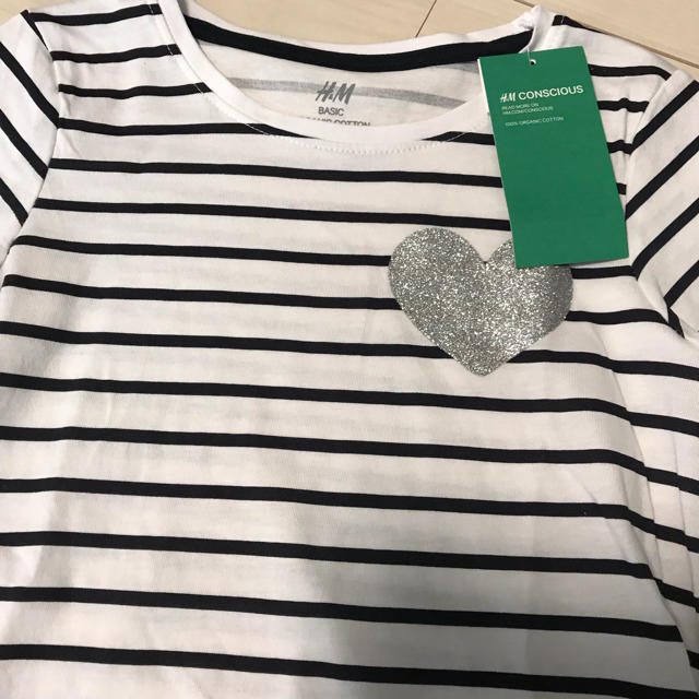 H&M(エイチアンドエム)の新品♡オーガニック ボーダーTシャツ セット キッズ/ベビー/マタニティのキッズ服女の子用(90cm~)(Tシャツ/カットソー)の商品写真