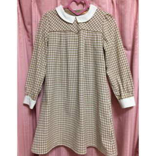 フィント(F i.n.t)の【フィント】チェック ワンピース FAUSTINE ベージュ【美品】(ミニワンピース)