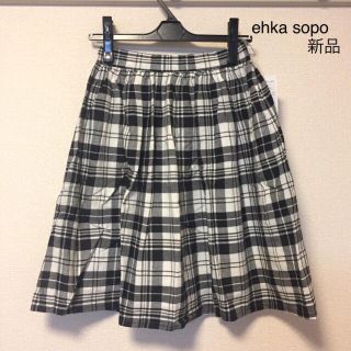 エヘカソポ(ehka sopo)の【新品】ehka sopo エヘカソポ チェックギャザースカート(ひざ丈スカート)