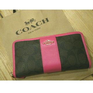 コーチ(COACH)のCOACH コーチ 長財布 ピンク×ブラウン(財布)