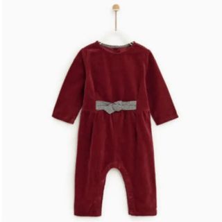 ザラキッズ(ZARA KIDS)の新品zarababyリボンコーデュロイジャンプスーツ(カバーオール)