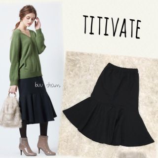 ティティベイト(titivate)のtitivate♡コットン裾フレアスカート (ひざ丈スカート)