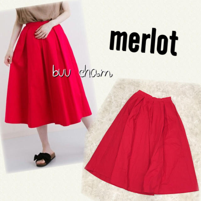 merlot(メルロー)のmerlot♡コットンフレアタックスカート  レディースのスカート(ひざ丈スカート)の商品写真