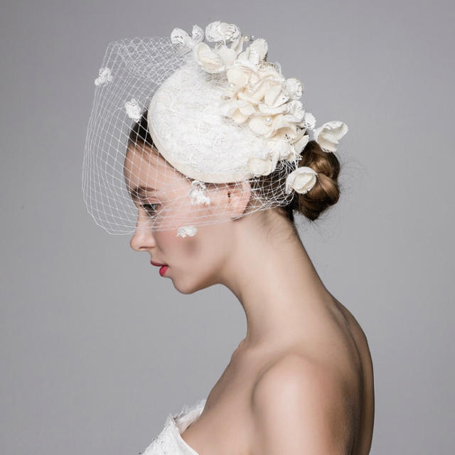 ベール  クラシック ハット 帽子 ウェディング ハンドメイドのウェディング(ヘッドドレス/ドレス)の商品写真