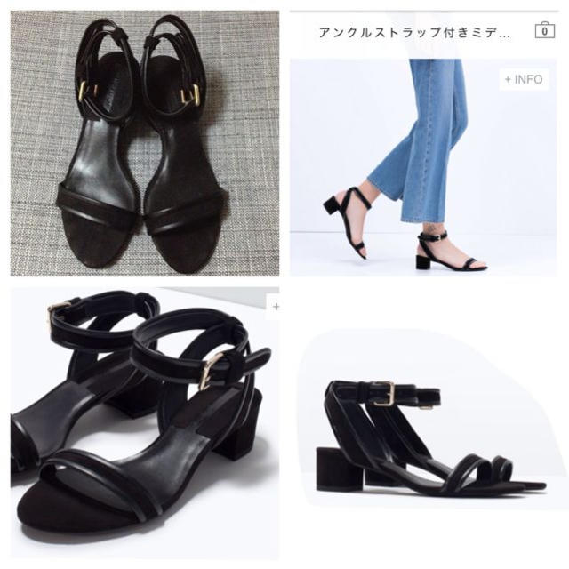 ZARA(ザラ)の黒スウェード♥アンクルストラップサンダル レディースの靴/シューズ(サンダル)の商品写真