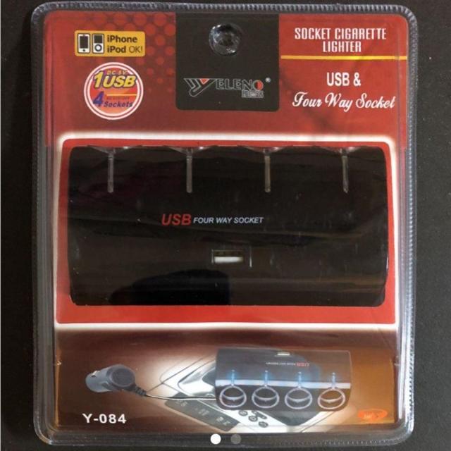 4連 シガーソケット Usb 1口 分配器 増設 ソケット 色 ブラック の通販 By Ynuq S Shop ラクマ