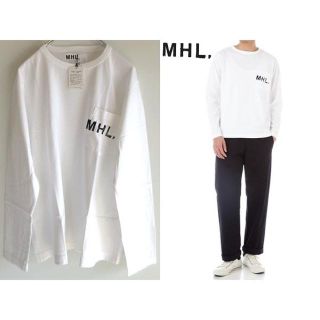 マーガレットハウエル(MARGARET HOWELL)の新品タグ付 MHL. 2018AW ロゴプリント ポケット付カットソー 白L(Tシャツ/カットソー(七分/長袖))