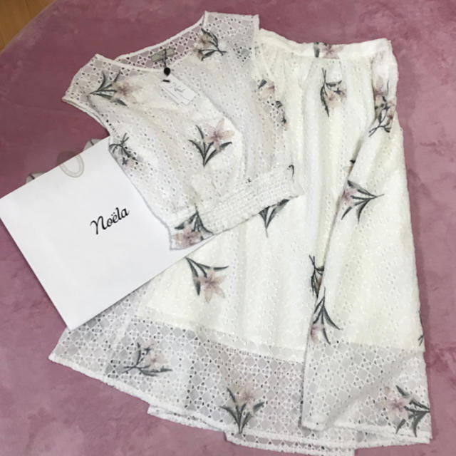 Noela(ノエラ)の2019❇︎今季 新品未使用 フラワー刺繍ブラウススカートセット レディースのスカート(ロングスカート)の商品写真