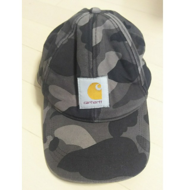 A BATHING APE(アベイシングエイプ)のアベイシングエイプ カーハートコラボ ブラックカモキャップ メンズの帽子(キャップ)の商品写真