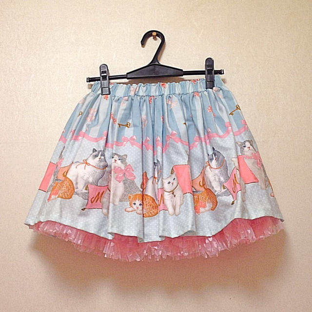 ネコリボン柄✾ミニスカート レディースのスカート(ミニスカート)の商品写真
