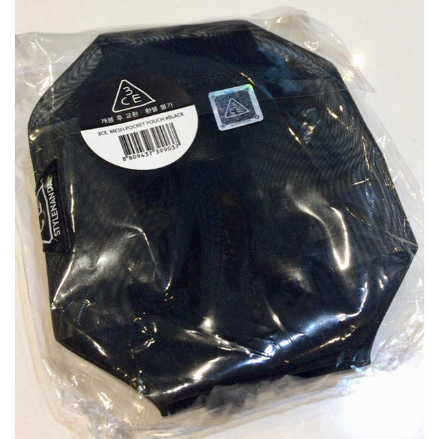 3ce(スリーシーイー)の3ce メッシュ ポーチ ブラック STYLENANDA スタイルナンダ 新品 レディースのファッション小物(ポーチ)の商品写真